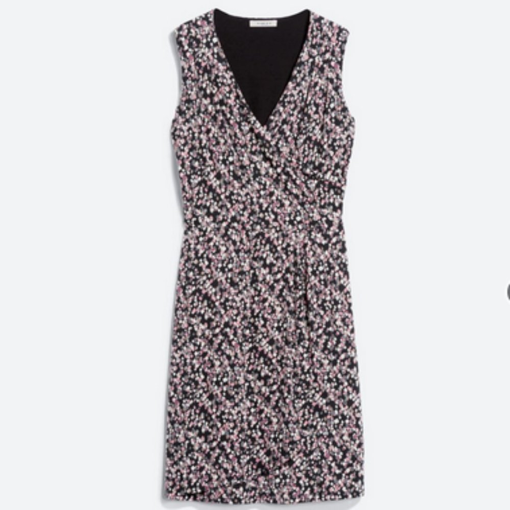 Gilli Black Floral Midi Dress with Pink and White Accents